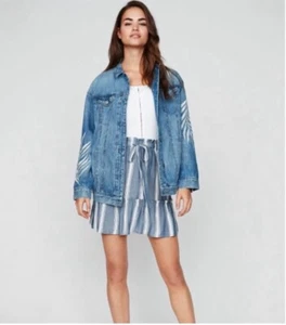 Express Women’s Striped Skirt Blue and white Ruffle Skirt Size S New - Picture 1 of 15