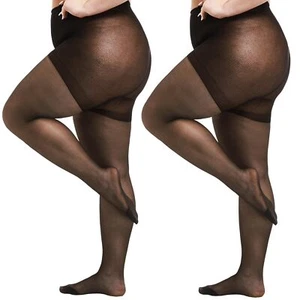 2 Pairs Plus Size Sheer Tights 20D Ultra Thin High Waist Pantyhose for Women ... - Picture 1 of 7