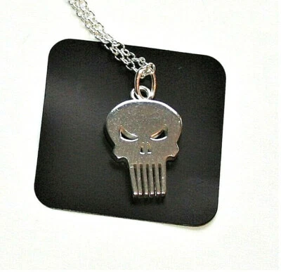 Marvel Comics Punisher Skull 18" Necklace Pendant New NOS Box 925 Sterl Silver - Image 1 of 4