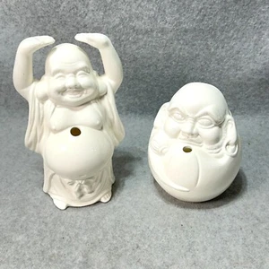 2 Vintage Benihana of Tokyo White Ceramic Happy Buddha Tiki Mugs Incense Holders - Picture 1 of 5