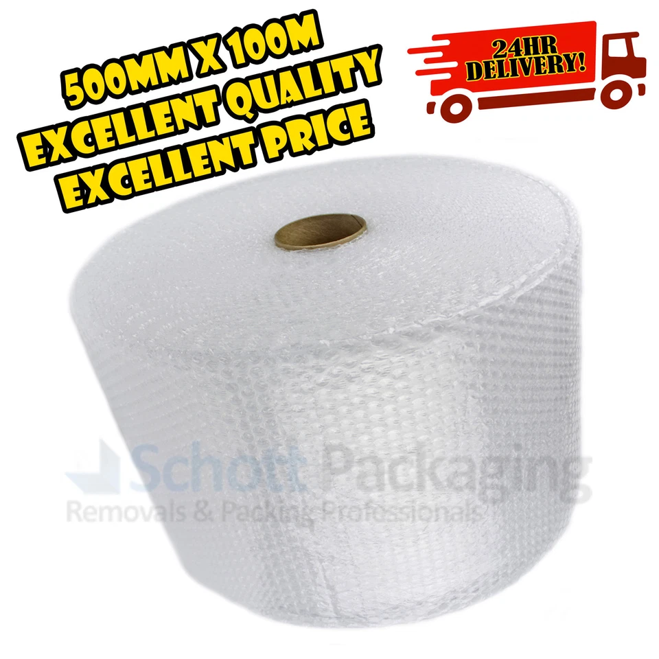 BUBBLE WRAP 500mm x 100m ROLL 100 METRE SMALL BUBBLE + FAST & FREE 24HR DELIVERY
