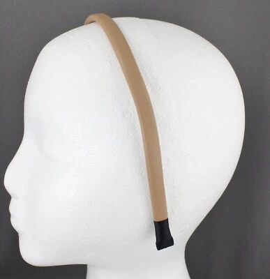 Brown headband faux leather hair band headband skinny thin narrow 3/8" wide - Image 1 of 4