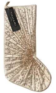 Tahari Home Pink Christmas Stocking 22" Luxury Velvet Beaded Front Satin Lined - Picture 1 of 12