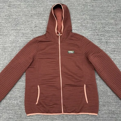 LL Bean Airlight Knit Jacket Women Large Petite Maroon Full Zip Hoodie Hike Camp - Image 1 of 4