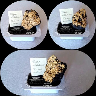 Roche volcanique dorée à la feuille d'or 22 carats lot fabriqué en Auvergne - Photo 1/4