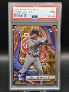 2024 Bowman's Best #61 Victor Scott II Gold Lava Refractor /50 RC PSA 9 POP 3 - Picture 1 of 6