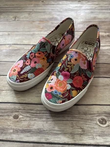 NEW KEDS X RIFLE PAPER CO. WF67125 Garden Party Slip On Sneakers Womens Size 8 - Picture 1 of 6