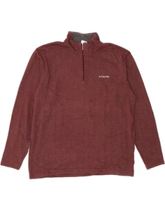 COLUMBIA Mens Zip Neck Top Long Sleeve 2XL Burgundy Cotton NV17 - Picture 1 of 3