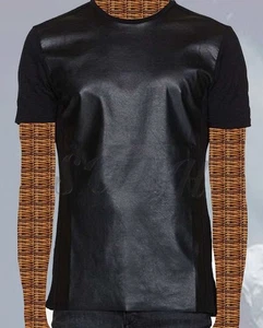 Individuelles Herren Lammfell Lederhemd Kurzarm Leder T-Shirts Neu Modell: 404 - Bild 1 von 2