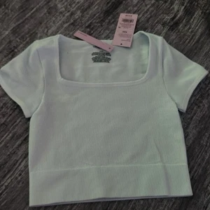 Wild Fable Ribbed Knit Cropped Top Square Neck Stretch Light Aqua Blue XXS - Bild 1 von 7