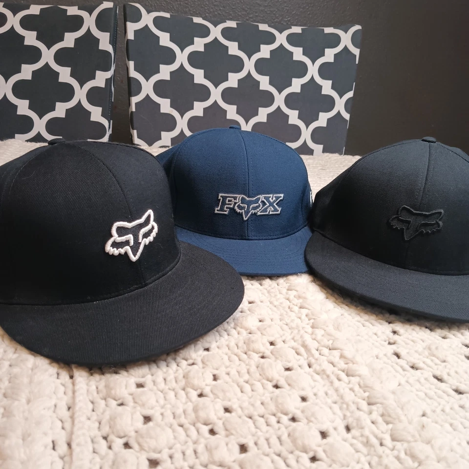 Lote de 3 chapéus Fox Racing ajustados 7 3/4 100% lã todos bordados profissionais Y2K Street - Imagem 1 de 4