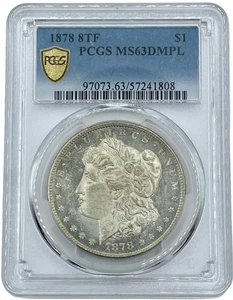 1878 8TF $1 Morgan Dolla, PCGS MS 63 DMPL, Scarce Early Morgan Silver Dollar. - Picture 1 of 4