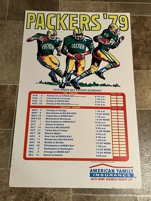 Letrero de calendario de cartón de fútbol americano de la NFL Green Bay Packers 1979 Lambeau Field Foto 1 de 4