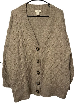 Cárdigan suéter pulóver tejido beige tostado para mujer H&M talla grande de gran tamaño  Foto 1 de 4