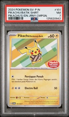 PSA 7 Pokemon Indonesian Pikachu Batik 101/SV-P Journey Campaign Promo - Image 1 of 2