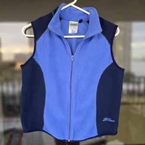 L.L. Bean Vest Womens Medium Blue Fleece Full Zip Mock Neck Pockets - Picture 1 of 5
