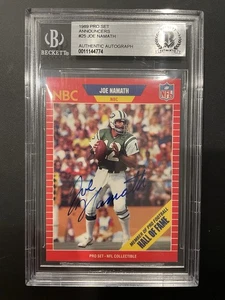 Joe Namath signed 1989 Pro Set Autograph Card Football Hall of Fame Jets Beckett - Picture 1 of 3