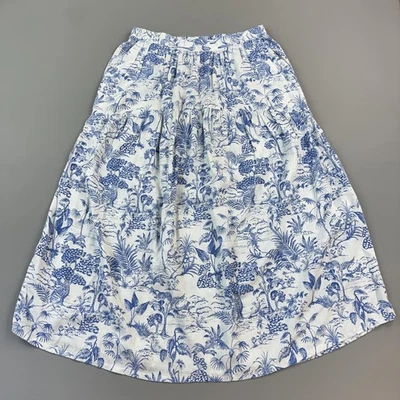 Falda Nicole Miller Mujer Grande Lino Estampado Rayón Midi Bolsillos Boho Verano Foto 1 de 4