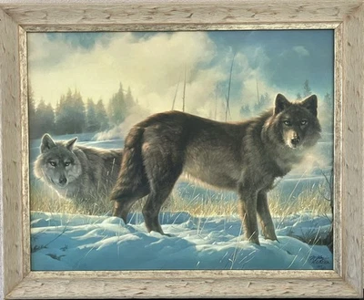 Impresión en lienzo enmarcada Nancy Glazier “Hearts Afire” edición limitada 2 lobos con certificado de autenticidad Foto 1 de 4