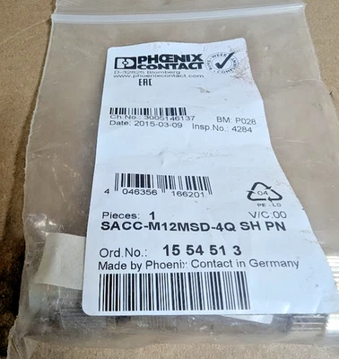 Phoenix Contact SACC-M12MSD-4Q SH PN Data connector, 1554513, M12 D code (New) - Image 1 of 4