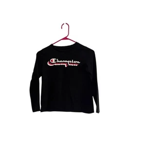 Champions Long Sleeve Tshirt Unisex Kids Size Medium Black  - Picture 1 of 3