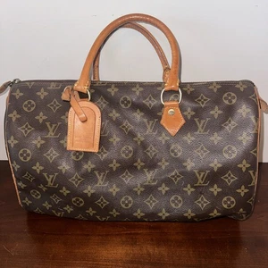 Louis Vuitton Monogram Speedy 35 M41524 Boston Bag Canvas Brown Authentic 370 - Picture 1 of 12
