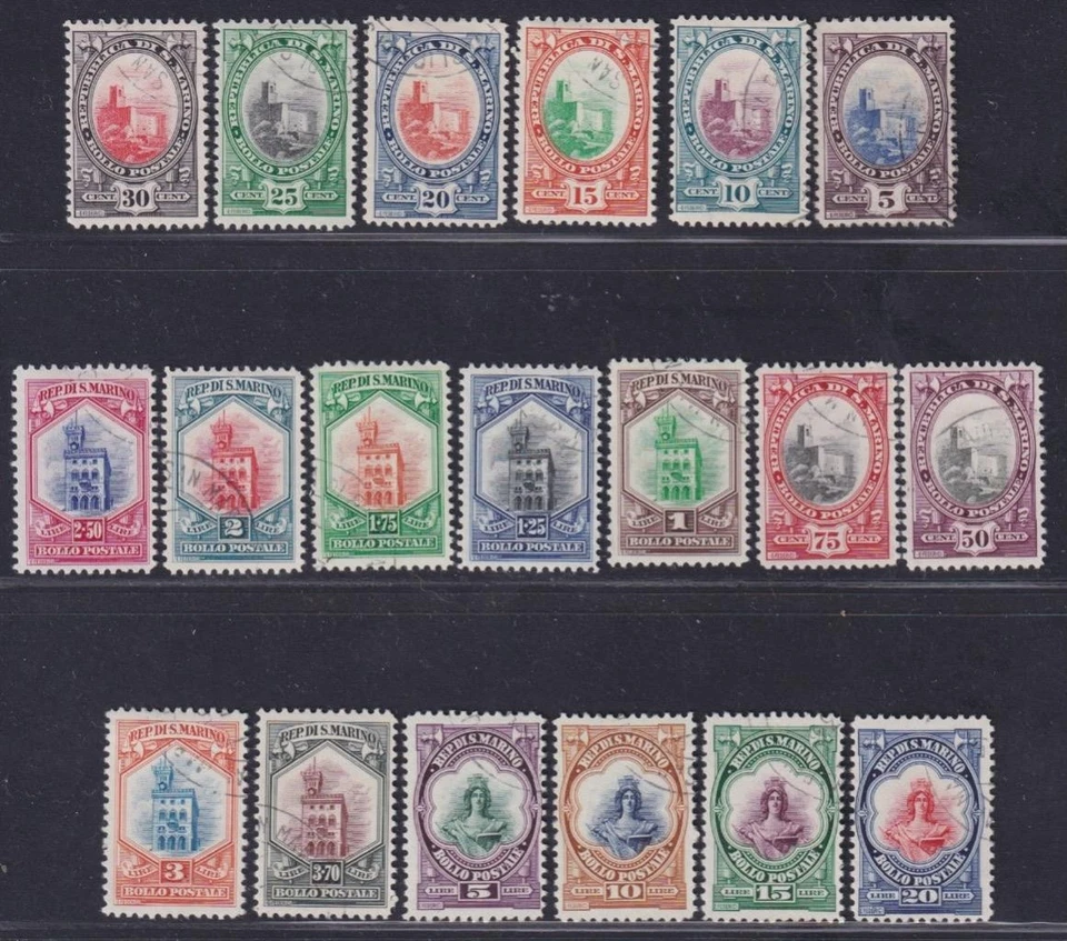 SAN MARINO 1929-35 Vistas Juego Completo Usado, XF, Firmado - $700 / M773 Foto 1 de 1