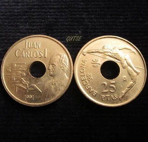 SPAIN, JUAN CARLOS I, 25 PESETAS 1991, "KING", ORIGINAL LUSTER, UNCIRCULATED. - Picture 1 of 1