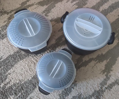 Набор из 3 микроварок шеф-повара с крышками 1, 2 и 3 кварты гнездование - Изображение 1 из 4