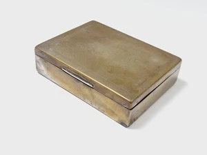 Antico Cofanetto Color Ottone Vintage Scatola Latta Silver Plated Made In Englan - Foto 1 di 9
