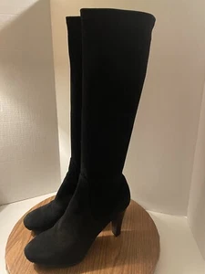 Aquatalia Rhumba Black Tall Suede Leather Heeled Boots by Marvin K - 11 - Picture 1 of 10