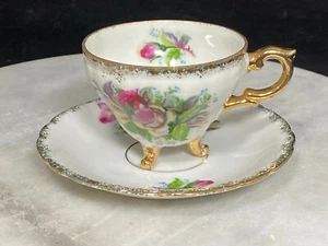 Vintage Yada oder Saji Japan dreifüßige Demitasse Teetasse und Untertasse - Bild 1 von 5