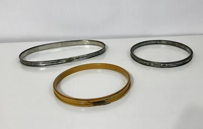 Lot 3 Metal Round Embroidery Hoop Spring Cork Lined Tension 6” Vintage 8.5” - Image 1 of 4