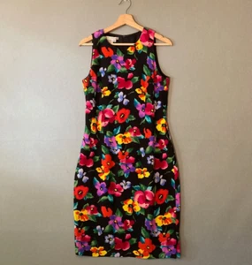 MAGGY LONDON Floral Sheath Dress 100% Silk Women’s Size 8 Vintage 80's - Picture 1 of 6