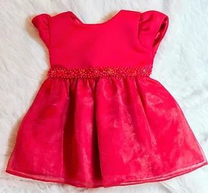 Red Holiday Dress for Doll with Slip attached/Lined. - Picture 1 of 8