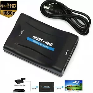 SCART to HDMI Converter Adapter Composite Audio Video Adapter DVD SKYBOX 1080P - Picture 1 of 16