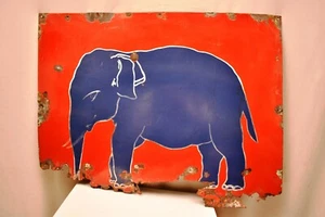 Vintage Elephant Esso Oil Kerosene Sign Board Porcelain Enamel Advertising Rare" - Picture 1 of 4