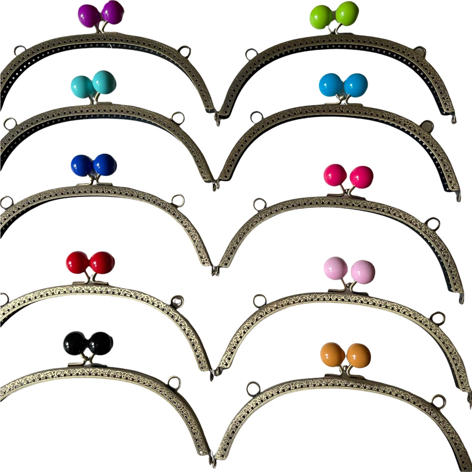 20,5cm K026 Bommelverschluss 'bronze' einnähen rund Geldbeutel Taschengestell + Kettenschlaufen - Bild 1 von 1