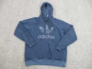 Adidas Sweater Mens Medium Blue Trefoil Logo Casual Outdoors Hoodie Sweatshirt - Picture 1 of 11