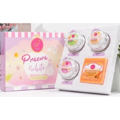 New year'set Cream Praewa White, clear face sunscreen SPF 50 set, 1 set 4 pieces - Image 1 of 4