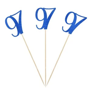 Blue Glitter 97th Birthday Centerpiece Sticks 12-Pack Number 97 Table Topper ... - Picture 1 of 2