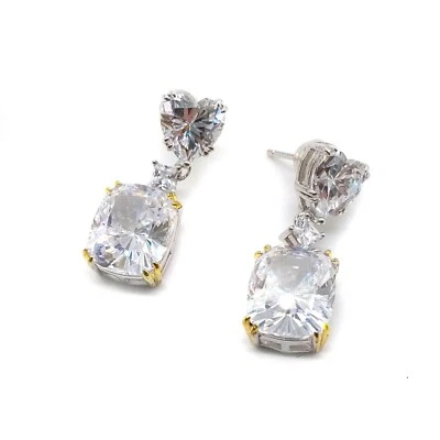 Corazón de Cristal - Pendientes de Plata de Ley 925 con Circón Amarillo y Blanco Foto 1 de 4