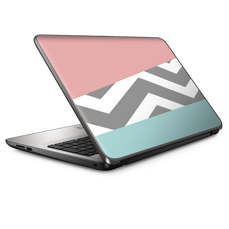 Laptop Skin Wrap Universal for 13 inch - Pink Teal Gray Chevron pattern - Image 1 of 4
