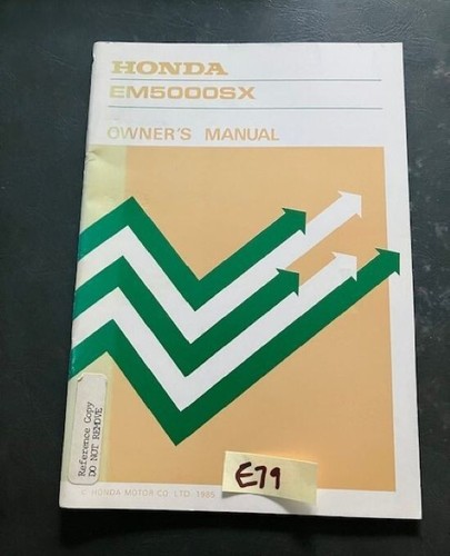 VINTAGE OEM HONDA EM5000SX GENERATOR OWNERS MANUAL 1985 | eBay