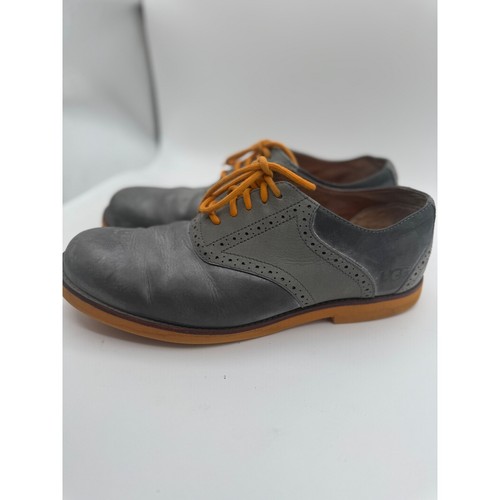 Scarpe eleganti Oxford UGG in pelle punta alare brogue grigio arancione lacci 10 5