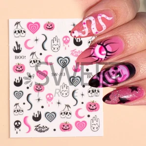Halloween 3D Nail Stickers Pumpkin Skull UV Gel Nail Art Decoration Decals NS37 - Picture 1 of 3