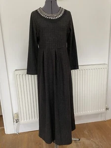 NESS Grey Warm Long Sleeve Maxi Dress With Neck Embellishment Size 38 - Picture 1 of 8