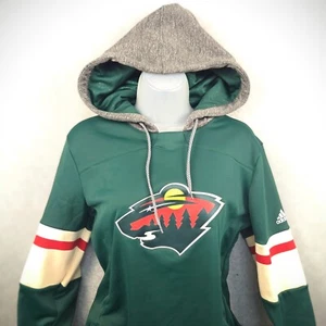 Adidas NHL Minnesota Wild Platinum Crewdie Hoodie Pullover Sweatshirt Medium - Picture 1 of 8