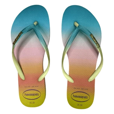 Sandalias Havaianas delgadas degradadas al atardecer verde lima talla 9/10 (41/42) Foto 1 de 4