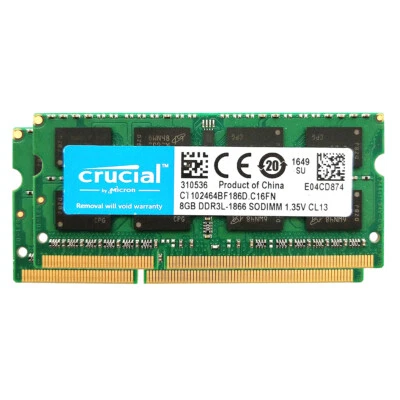 Crucial Kit 16GB (2x 8GB) 1866MHz DDR3L PC3L-14900 204-Pin 1.35V Laptop Memory